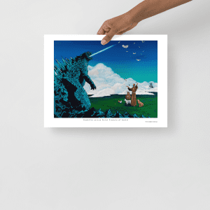 Godzilla versus Saint Francis of Assisi print
